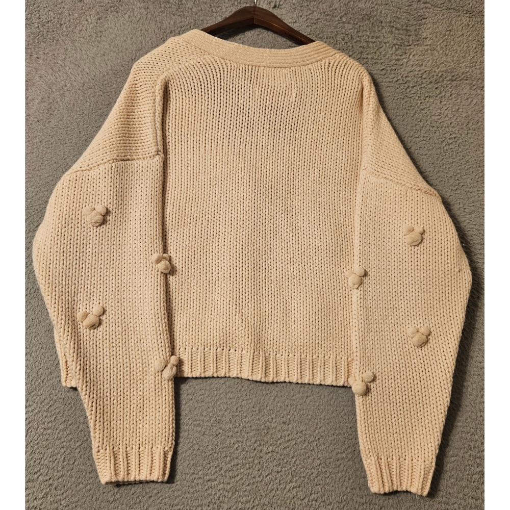 Disney Parks Mickey Mouse Pom Pom Shaker Knit Cardigan Pink Gold Women's Size XL - Picture 2 of 9